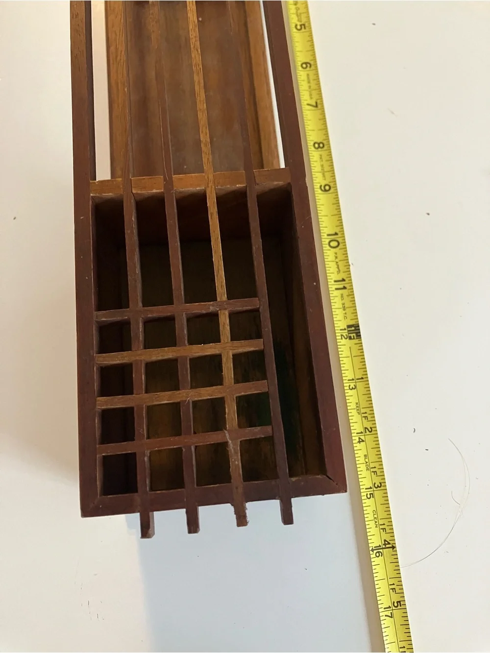 Wood Slat desk Organizer in Brown vintage made in USA.